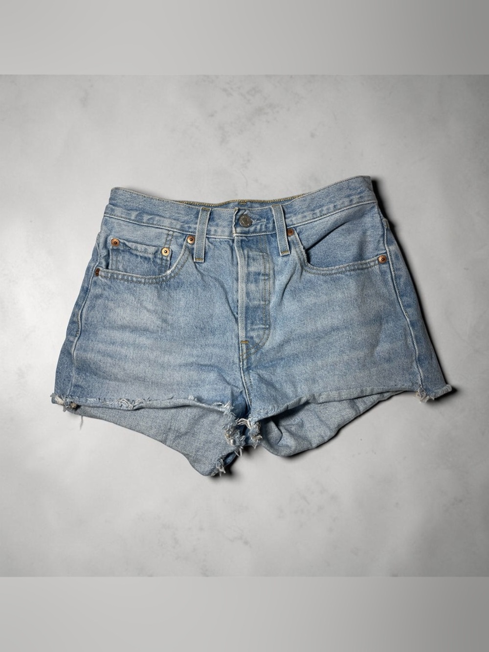 Levi's 501 Button Fly Cutoff Raw Hem Jean Shorts Size 26